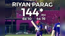IPL 2025: राजस्&zwj;थान रॉयल्&zwj;स के र&zwj;ियान पराग ने खेली तूफानी पारी, 64 गेंदों में बनाए 144 रन&nbsp;