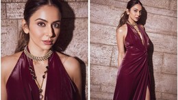 Rakul Preet Singh Paints The Town Red In A Metallic Draped Dress