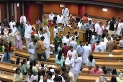 Video: AAP, BJP Councillors Shout Slogans, Climb Table At Delhi Civic Body Video: AAP, BJP Councillors Shout Slogans, Climb Table At Delhi Civic Body