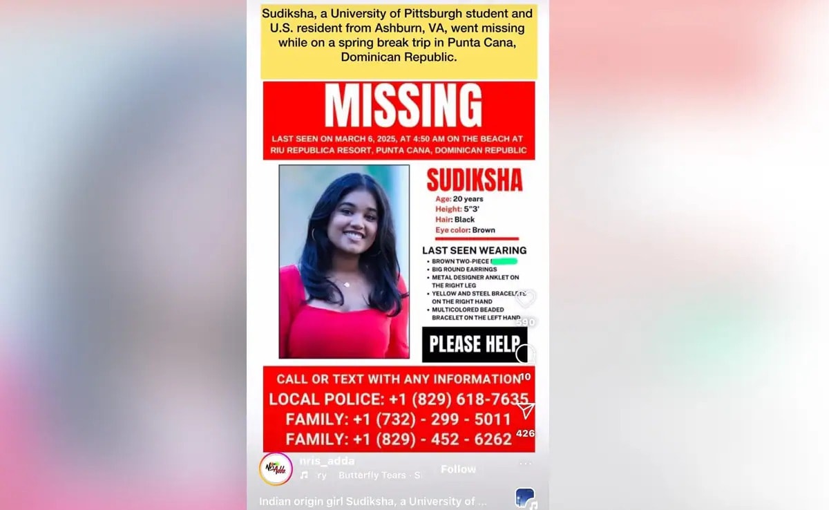 A flyer posted on Instagram after Sudiksha's disappearance