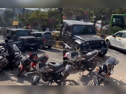 पहले गाड़ियों मे मारी टक्कर, फिर स्कूटी सवार को गिराया, नोएडा में फिर बेकाबू दिखी 'थार' 