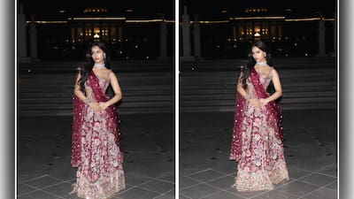 nysa devgan pink dress Nysa Devgan's Christmas Look in Pink Bodycon Dress With Hot Deep Neckline And Black Bralette
