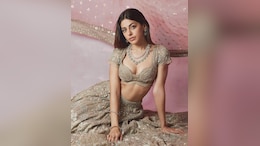 Alaya Furniturewala Exudes Elegance In A Golden Embroidered <I>Lehenga</i> Set By Tarun Tahiliani
