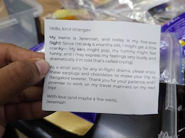 Couple With Infant On Flight Distributes "Comfort Packets" For Fellow Passengers, Internet Reacts Couple With Infant On Flight Distributes "Comfort Packets" For Fellow Passengers, Internet Reacts
