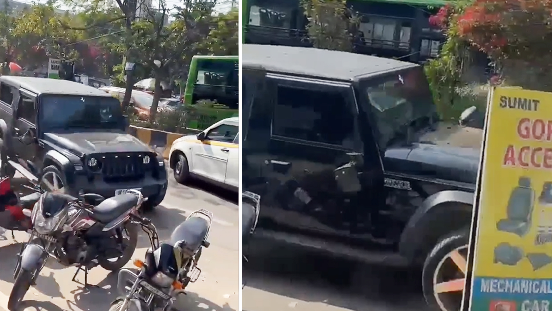 Thar Driver Causes Chaos In Noida With Multiple Vehicle Collisions