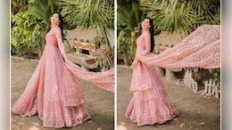 Mawra Hocane Walks The Festive Path Fashionably In A Beautiful Pink <i>Anarkali</i>