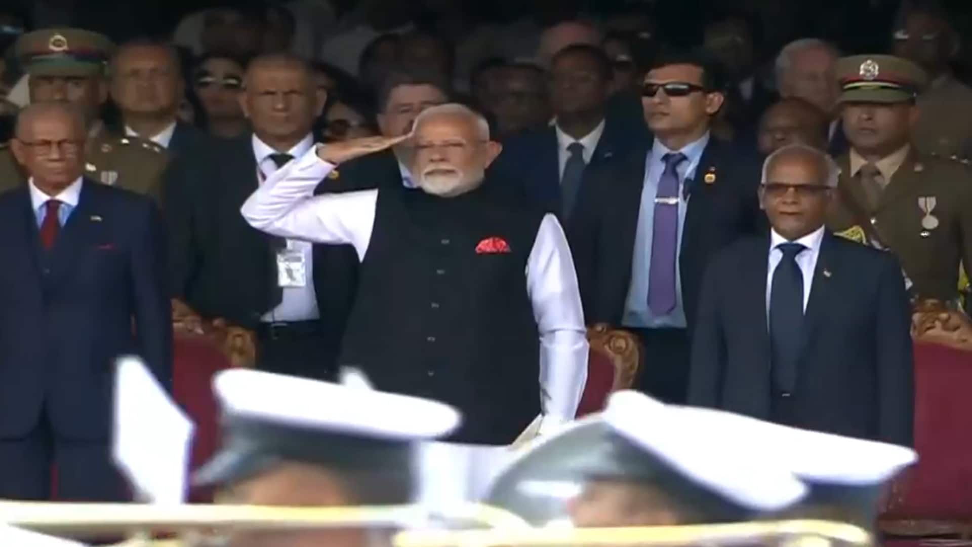 PM Narendra Modi Attends National Day Celebrations In Mauritius, Takes Part In Flag Hoisting