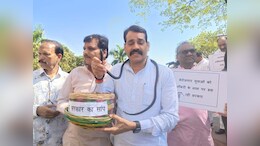Congress Protest: सांप लेकर सदन में पहुंचे कांग्रेस विधायक, बोले- इसलिए विधानसभा में लेकर आना पड़ा स्नेक