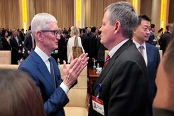 Tim Cook Attends China Summit; Hundreds Protest Outside Tesla Showroom In Boston Tim Cook Attends China Summit; Hundreds Protest Outside Tesla Showroom In Boston