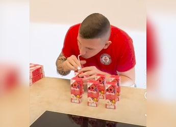 Watch: Man Drinks 6 Juice Cartons In 1 Minute, Sets World Record Watch: Man Drinks 6 Juice Cartons In 1 Minute, Sets World Record
