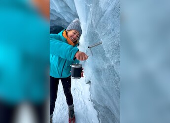 Viral Video: Woman Pours Herself Icy Water From Glacier Wall, Internet Calls It 