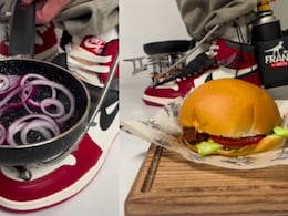 "He Low-key Cooked": Internet Is In Awe Of Functional Grill Inside Sneakers For On-The-Go Burgers