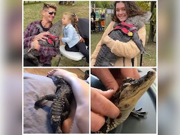 अपने बच्चे की तरह मगरमच्छ को खाता-पिलाता और साथ सुलाता है यह कपल, बच्चे करते हैं Kiss