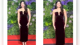 Rashmika Mandanna Wins Hearts In Her Strapless Burgundy Velour Dress