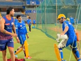 MS Dhoni Chases Mumbai Indians Star With Bat In Hand. Video Breaks The Internet