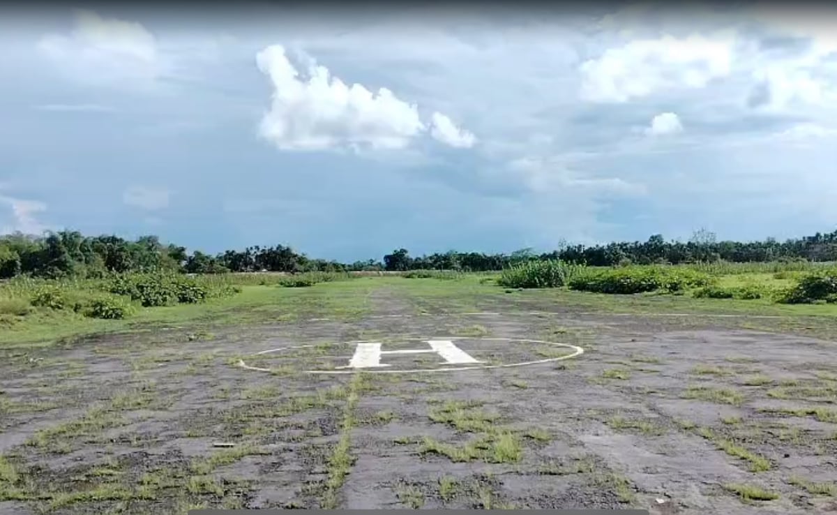 The overgrown runway at the shuttered Kailashahar airport