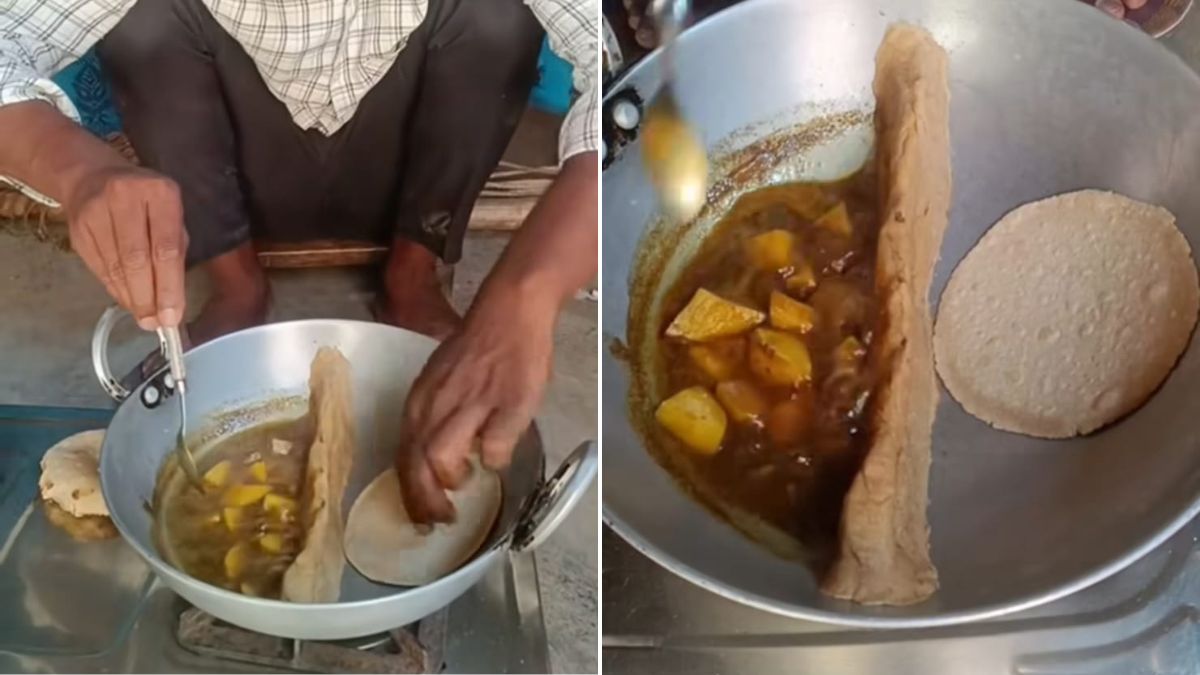 Indian Man Cooks <i>Roti</i> And <i>Sabzi</i> In Same <i>Kadhai</i>, Viral Video Clocks 122 Million Views