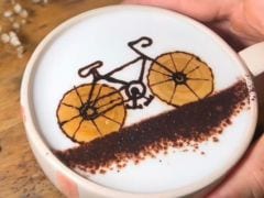 Watch: Artist Creates Bicycle-Inspired Latte Art, Internet Says  Watch: Artist Creates Bicycle-Inspired Latte Art, Internet Says