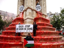 Activists Turn Paris Fountain Red To Denounce Gaza "Bloodbath" Activists Turn Paris Fountain Red To Denounce Gaza "Bloodbath"