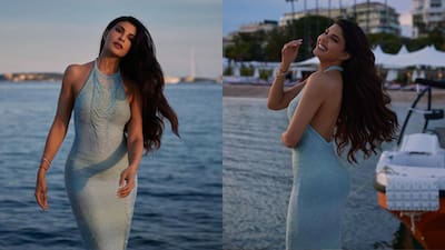 jacqueline fernandez in blue dress Jacqueline Fernandez Radiates Elegance In A Serene Blue Dress At Cannes 2025