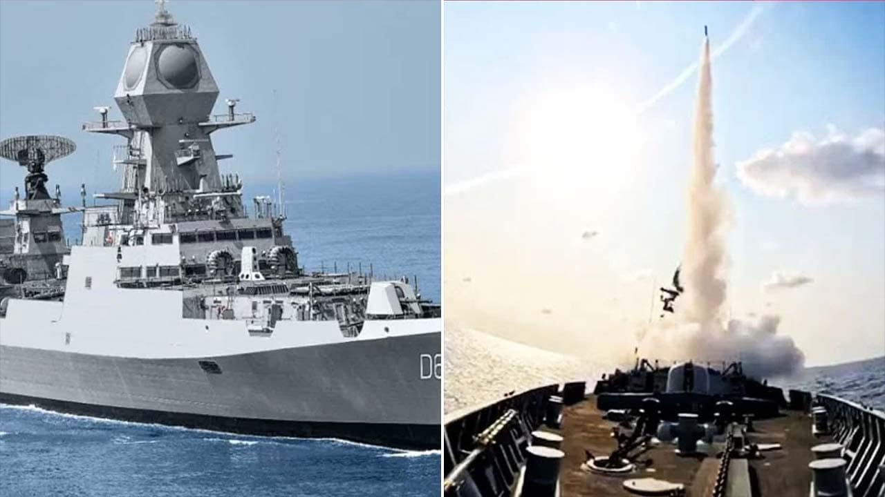 Indian Navy's Latest Guided Missile Destroyer INS Surat Docks At Hazira Port