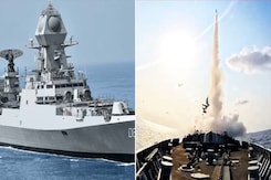 Indian Navy's Latest Guided Missile Destroyer INS Surat Docks At Hazira Port Indian Navy's Latest Guided Missile Destroyer INS Surat Docks At Hazira Port