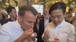 Watch: Emmanuel Macron Gets A Taste Of Singapore Hawker Culture