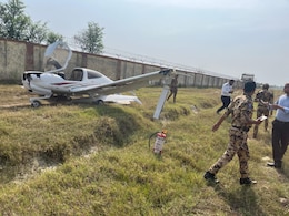 Trainer Aircraft Hits Boundary Wall Of UP's Aligarh Airport, Pilot Safe Trainer Aircraft Hits Boundary Wall Of UP's Aligarh Airport, Pilot Safe