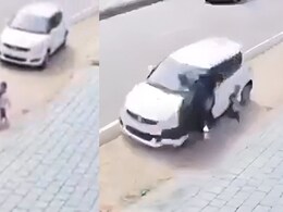 VIDEO : लेकरासोबत चाललेल्या महिलेला कारने उडवलं; भेदरलेल्या चिमुकल्याची आईला वाचवण्यासाठी धडपड