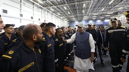 In Pics: Rajnath Singh Aboard INS Vikrant, Meets Navy Personnel