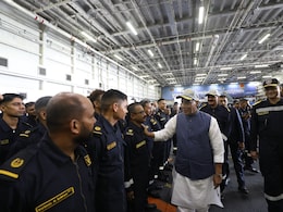 In Pics: Rajnath Singh Aboard INS Vikrant, Meets Navy Personnel In Pics: Rajnath Singh Aboard INS Vikrant, Meets Navy Personnel