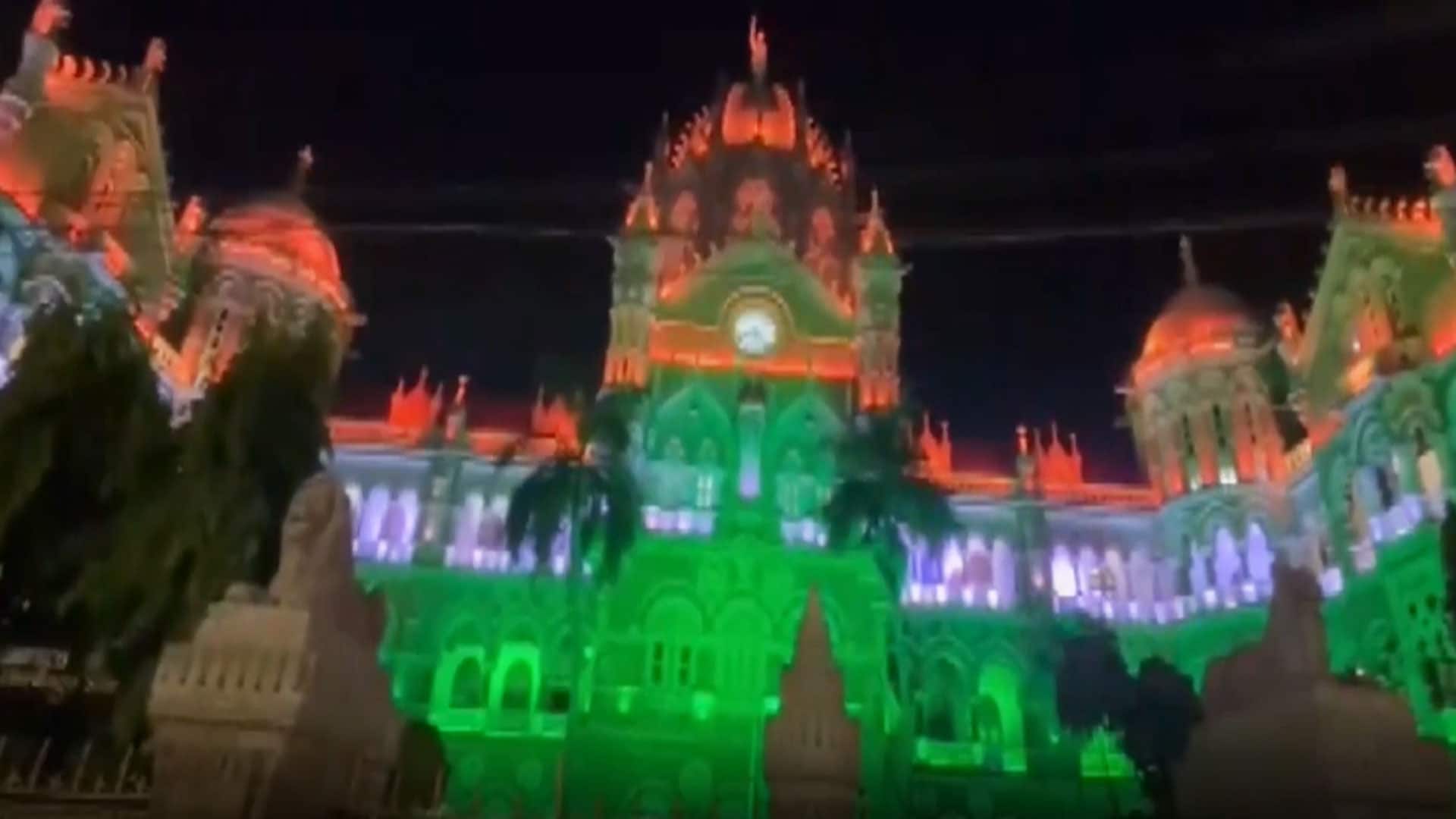 Chhatrapati Shivaji Terminus Illuminated To Celebrate Success Of Op Sindoor