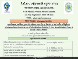 CSIR NBRI Recruitment 2025: Registration Begins For Various Posts, Monthly Salary Up To Rs 1.12 Lakh CSIR NBRI Recruitment 2025: Registration Begins For Various Posts, Monthly Salary Up To Rs 1.12 Lakh