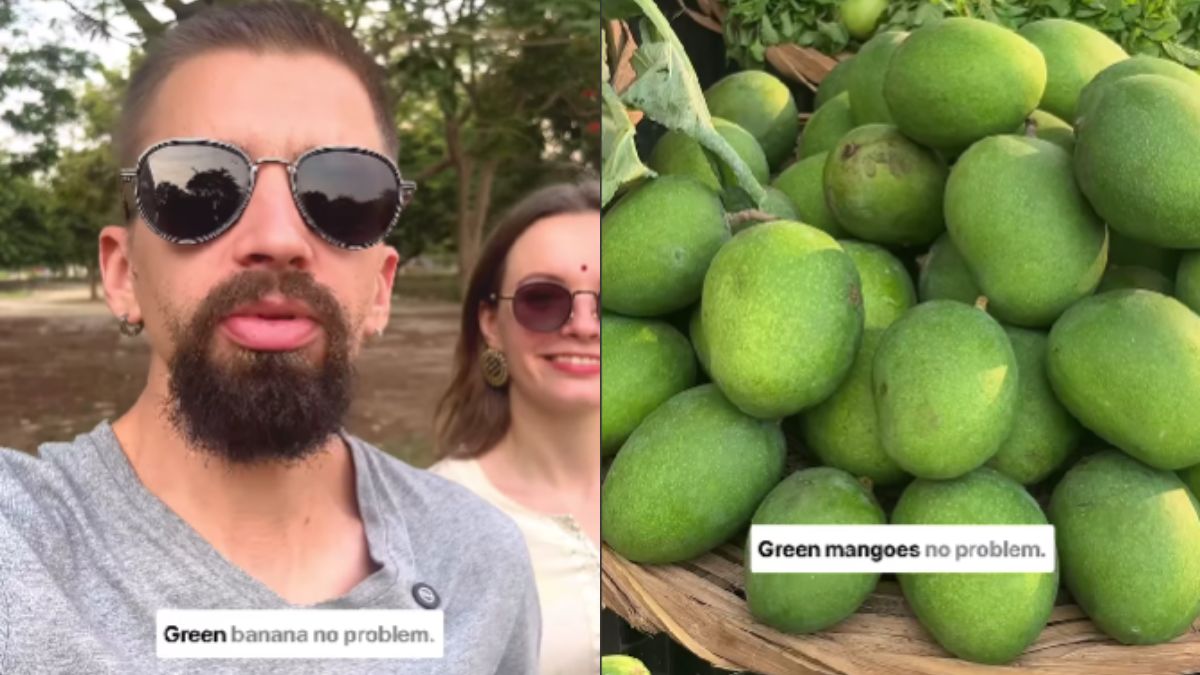 Foreign Couple React To India's Love For Unripe Fruits, Video Goes Viral Foreign Couple React To India's Love For Unripe Fruits, Video Goes Viral