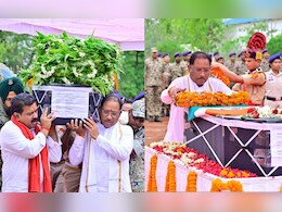 शहीद जवान के पार्थिव शरीर को सीएम-डिप्टी CM ने दिया कंधा, बोले- नक्सलवाद के समूलनाश का संकल्प पूरा करेंगे 