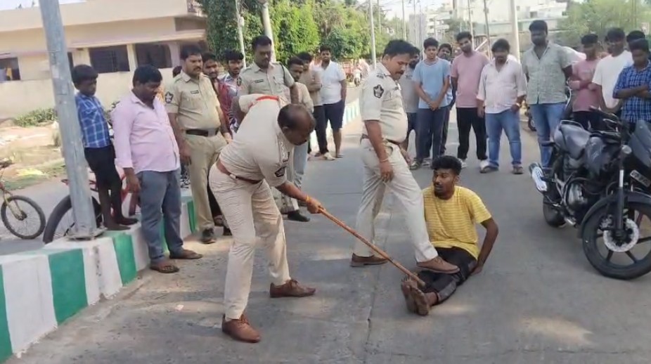 Video: 3 Men Made To Sit On Road As Andhra Cops Hit Them With Sticks
