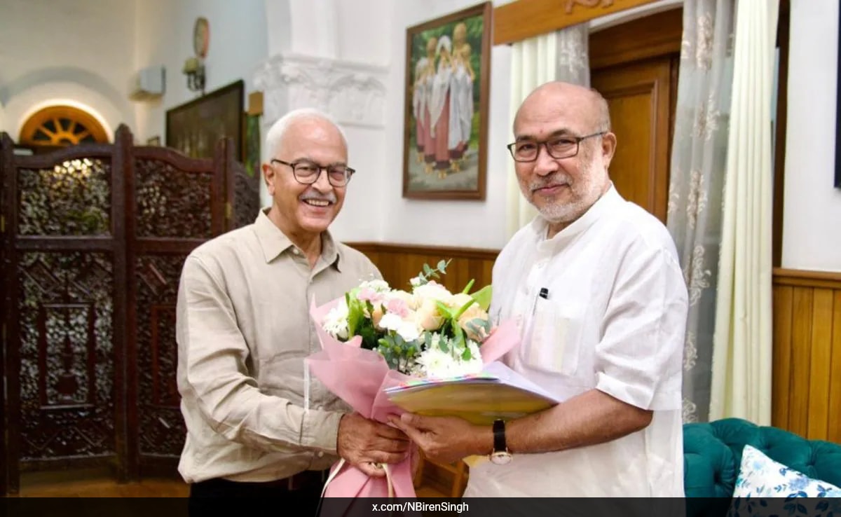 Imphal Бившият главен министър на Манипур N Biren Singh във