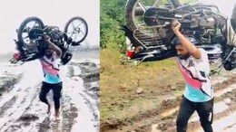Satara News: शाब्बास रे पठ्ठ्या! गाडी अडकली, भावाने थेट खांद्यावर घेतली.. सातारच्या बाहुबलीचा VIDEO