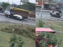 On CCTV, Car Collides With Truck, Flips 5 Times On Bihar Highway