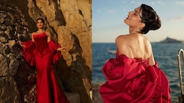 Jacqueline Fernandez Dazzles In Corseted Red Couture Gown At Cannes 2025