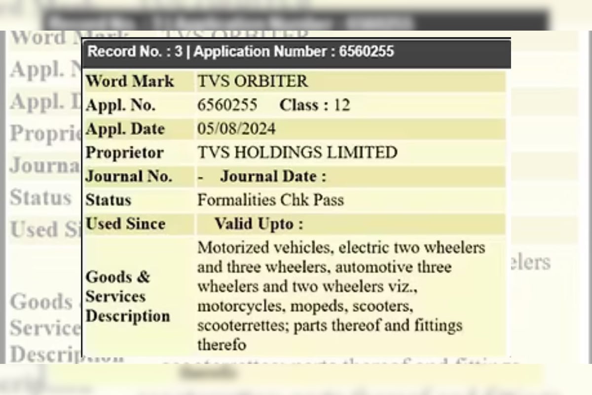 TVS Orbiter trademarked in Indonesia TVS Orbiter trademarked in Indonesia