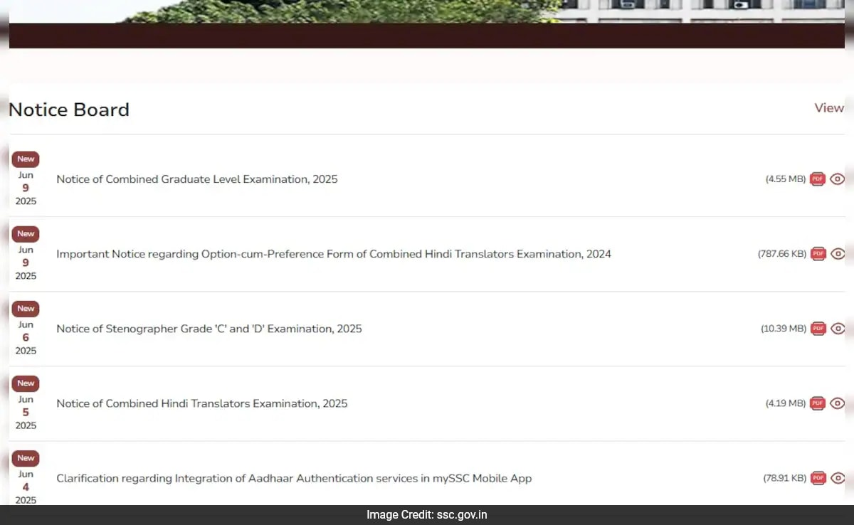 SSC CGL 2025 Известие Комисията за подбор на персонала SSC