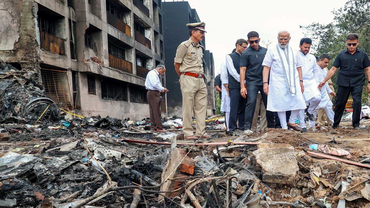 PM Modi Visits Plane Crash Site, Meets Injured Survivors At Ahmedabad Hospital