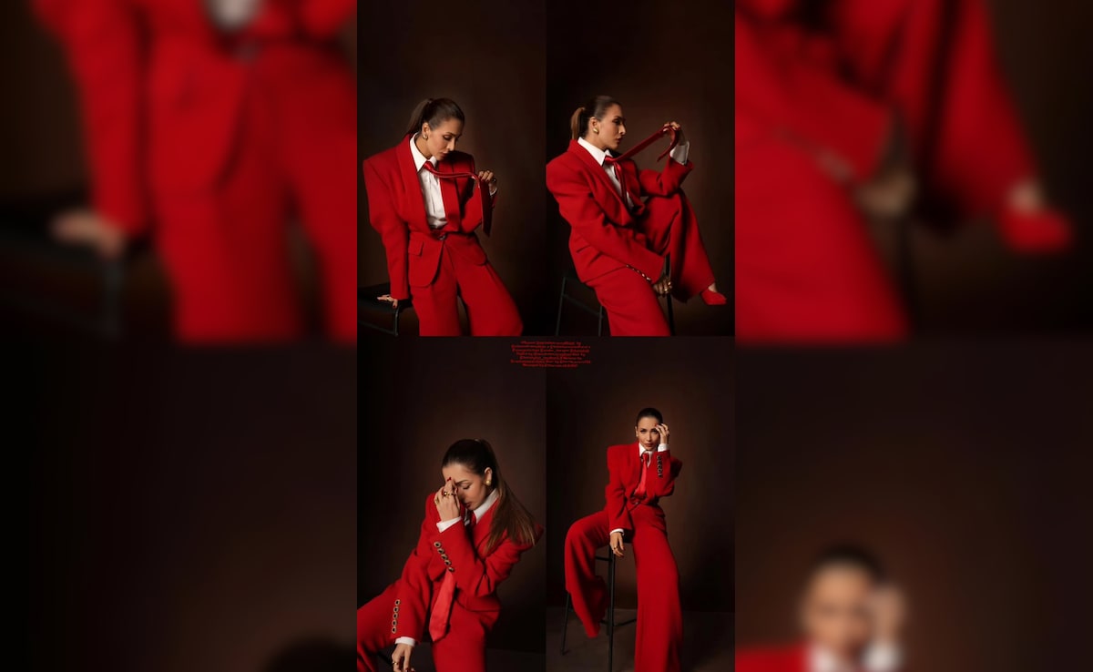 Malaika Arora slays in a red suit. Photo: Instagram/malaikaaroraofficial