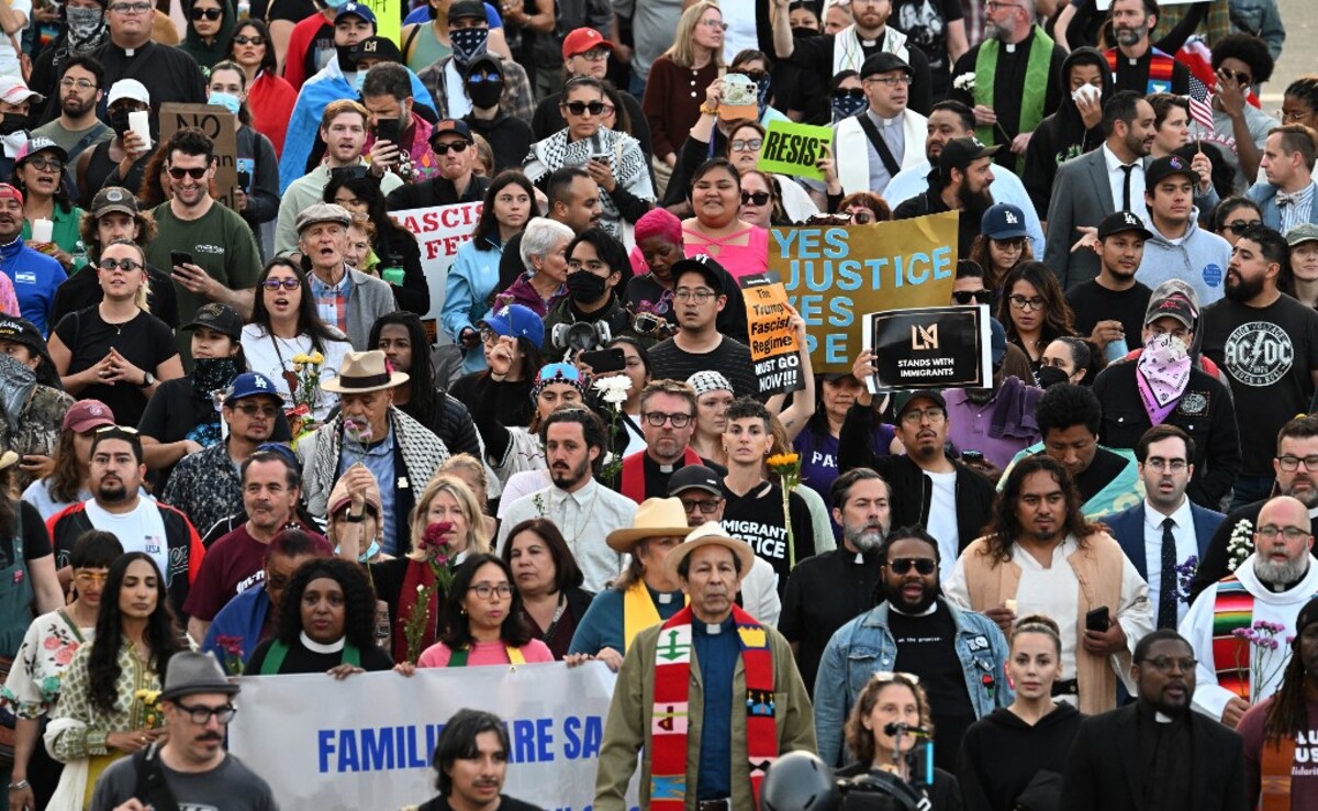 Protests have been going on for five days, spreading downtown and to the heavily Latino suburb of Paramount. Protests have been going on for five days, spreading downtown and to the heavily Latino suburb of Paramount.