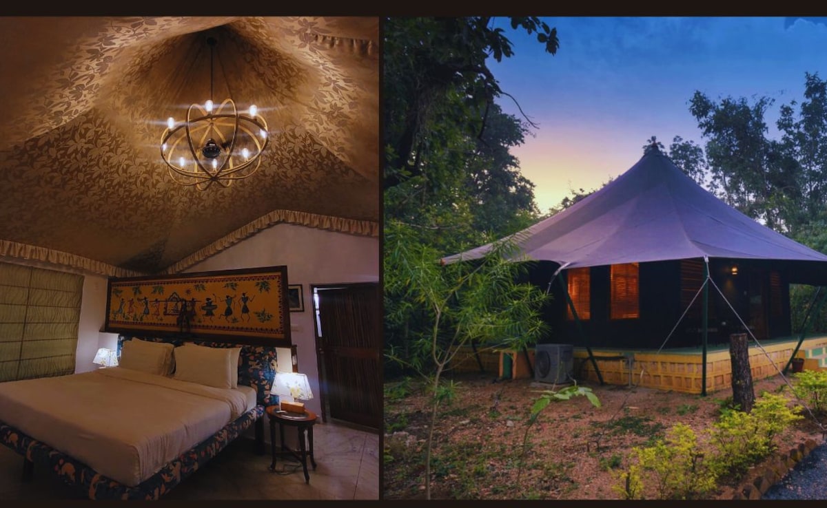 Pench Jungle Camp (Left: The Inside & Right : The Outside) Pench Jungle Camp (Left: The Inside & Right : The Outside)