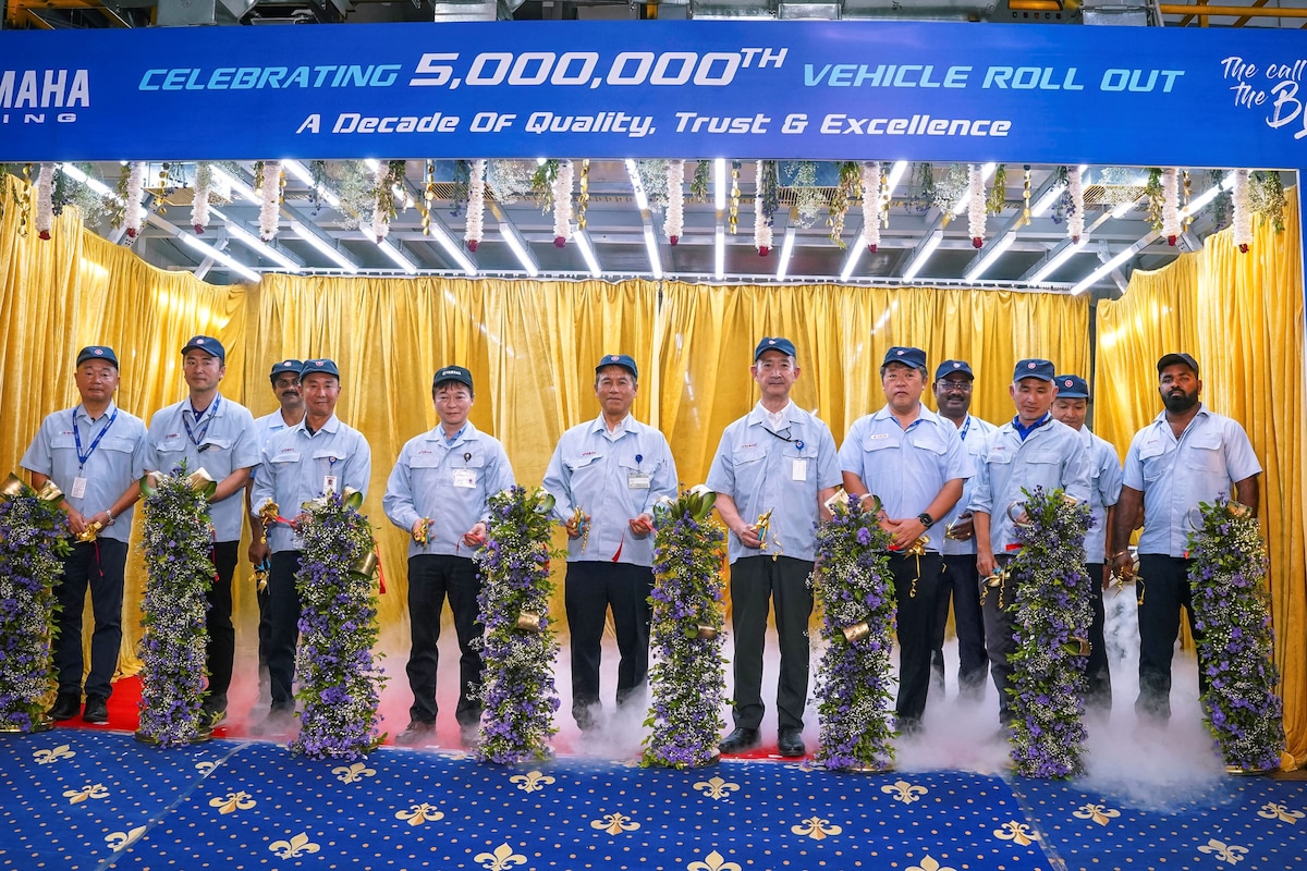 Yamaha also celebrated the roll-out of its 5 millionth two-wheeler from the facility- an Aerox 155 Version S Yamaha also celebrated the roll-out of its 5 millionth two-wheeler from the facility- an Aerox 155 Version S