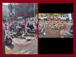 Dhar की सड़क पर शराब की 'धार'! पेटियां गिरने से बोतल लूटने की मची होड़, देखिए वायरल वीडियो Dhar की सड़क पर शराब की 'धार'! पेटियां गिरने से बोतल लूटने की मची होड़, देखिए वायरल वीडियो