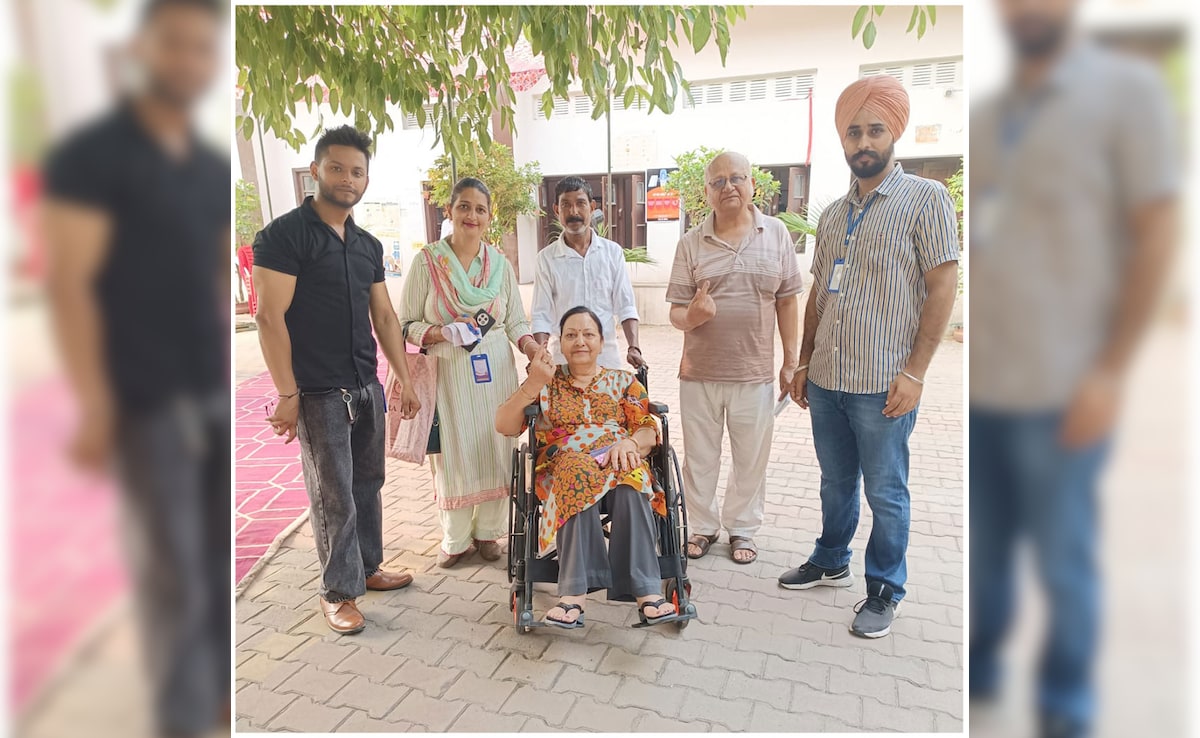 Voters show inked fingers after casting their vote in the Ludhiana by-election in Punjab. 