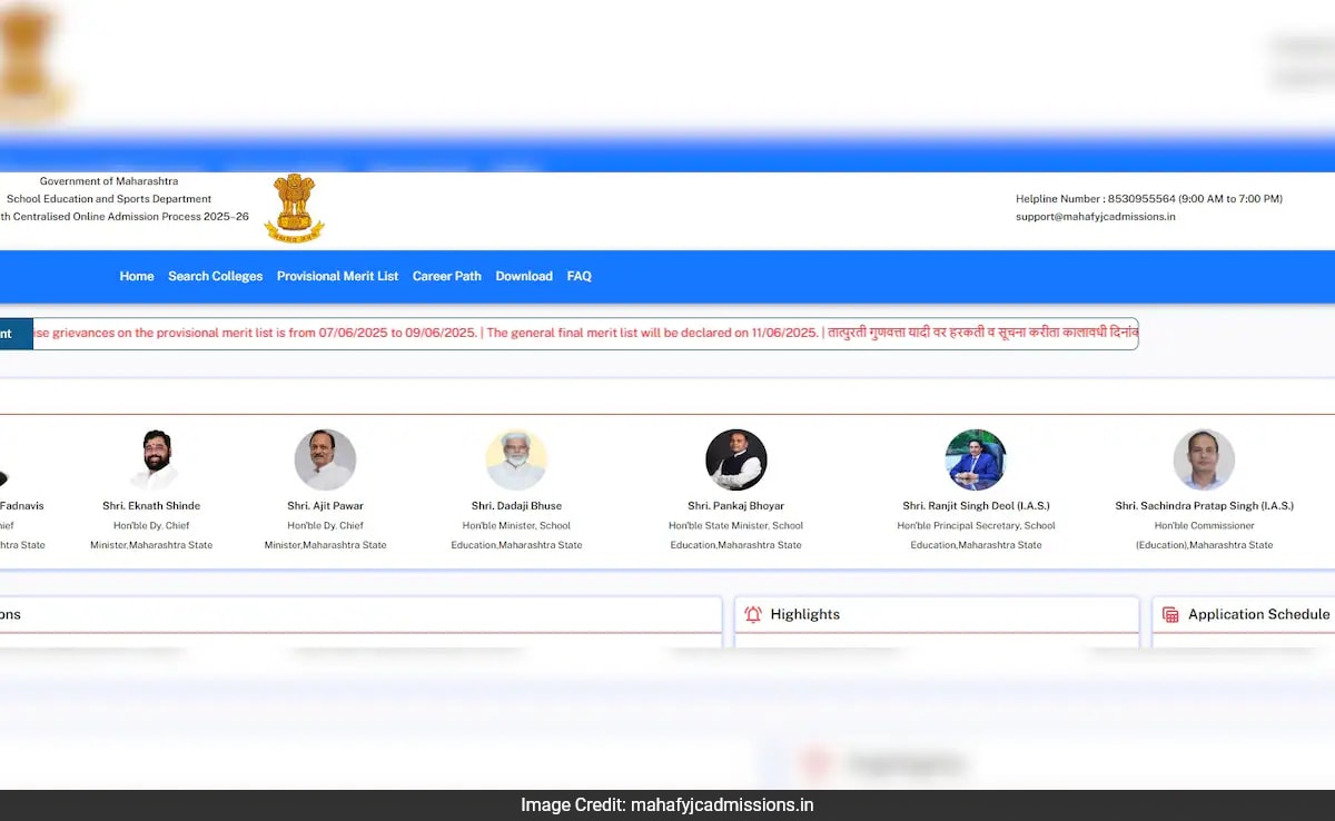 Maharashtra FYJC Merit List 2025 The Maharashtra School Education and